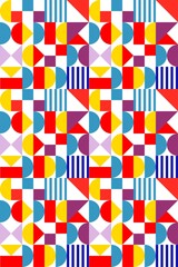 Minimalist geometric artwork poster with semicircle, triangle, rectangle shape. Abstract vector pattern design for web banners, business presentations, branding packs, fabric prints, wallpapers etc