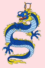 chinese blue and gold dragon