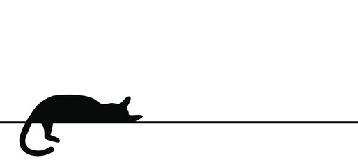 Drawing cat line pattern. sleeps, rests or dreams. Kitty silhouette pictogram.  - obrazy, fototapety, plakaty