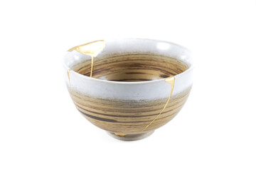 Japanese Kintsugi beige bowl