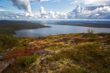 Fototapeta na wymiar Lapland zapovednik in autumn day. Kola Peninsula. Russia