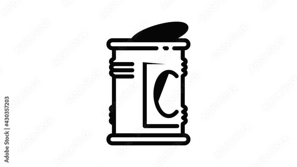 Aufkleber open tin can icon animation outline best object on white background