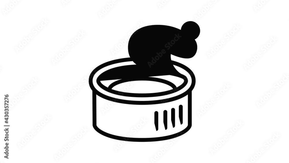 Poster fish tin can icon animation outline best object on white background