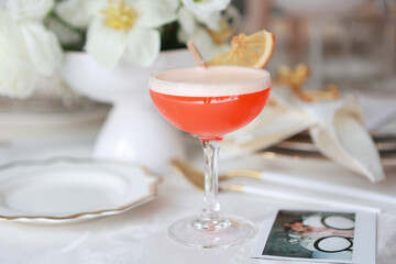 Beautiful summer exotic iced cocktails