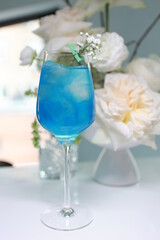Beautiful summer exotic iced cocktails