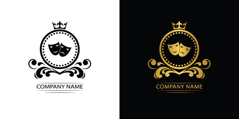 theatre logo template luxury royal vector theatre company decorative emblem with crown	
