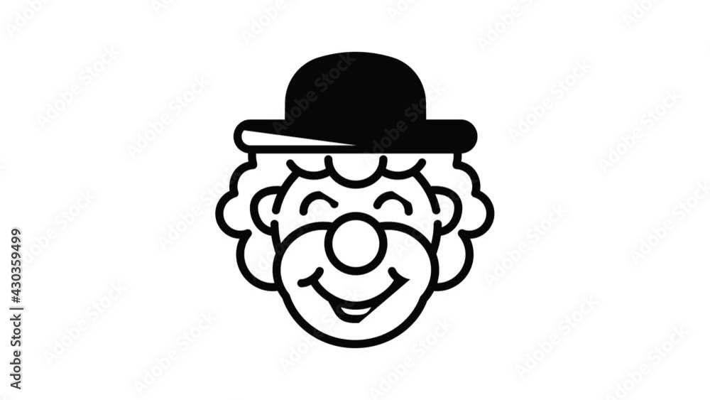 Poster smiling clown icon animation outline best object on white background
