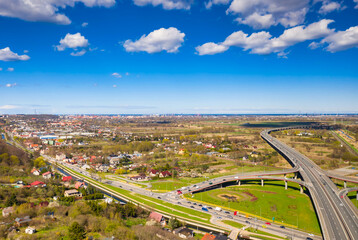 Aerial view of the highway viaduct in Gdansk, Poland