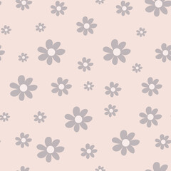 simple seamless pattern. wildflowers. Daisies on a pink background. Vector print for children's clothes, wallpaper. Gift wrap, paper and fabric