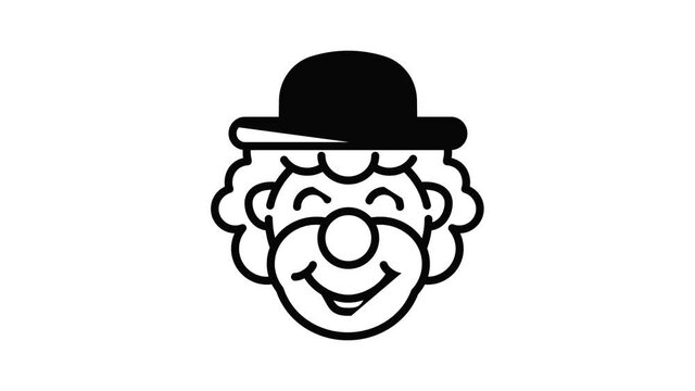 Smiling clown icon animation outline best object on white background