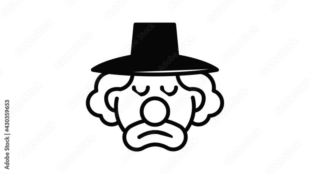 Poster sad clown icon animation outline best object on white background