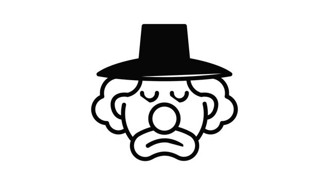 Sad clown icon animation outline best object on white background