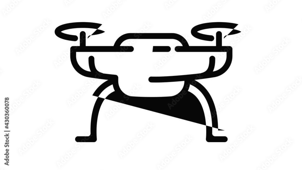 Poster modern drone icon animation outline best object on white background
