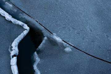 frozen lake with large crack