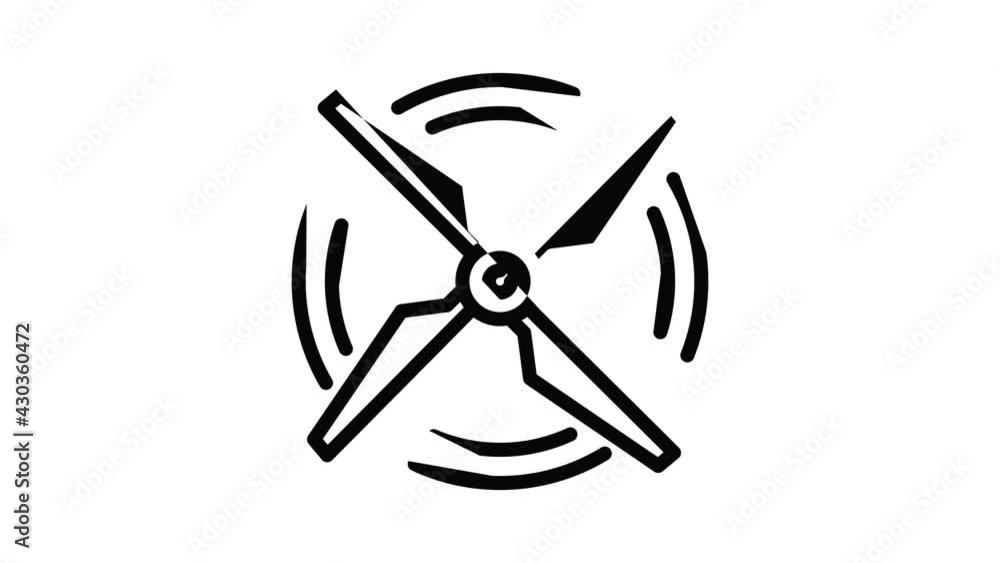 Poster rotation of drone propeller icon animation outline best object on white background