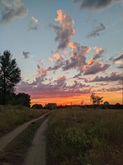 sunset on the road