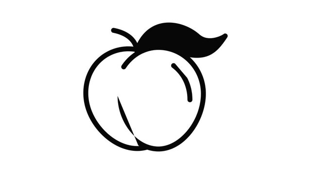 Sweet peach icon animation outline best object on white background