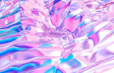 Abstract geometric crystal background, iridescent texture, liquid. 3d rendering.