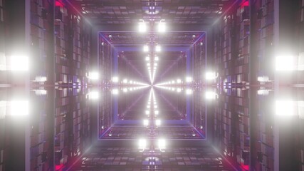 3d illustration of 4K UHD symmetric glowing corridor