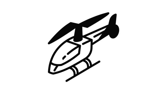 Military helicopter icon animation outline best object on white background