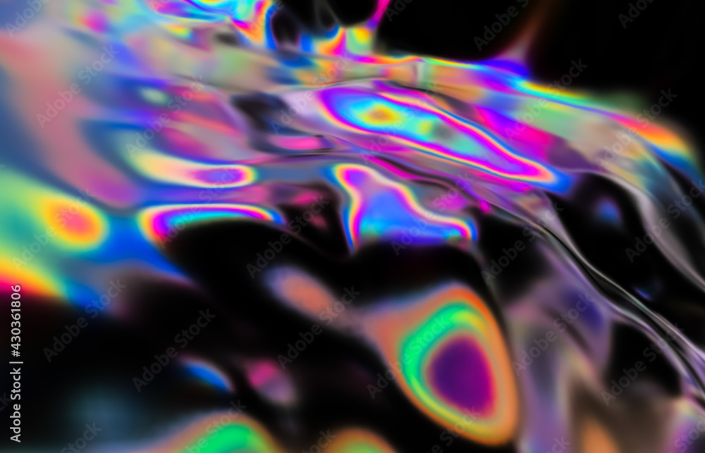 Leinwandbilder abstract geometric crystal background, iridescent texture, liquid. 3d rendering.