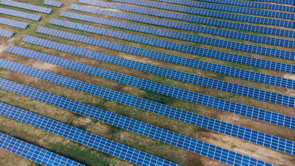 Solar panels in aerial view
