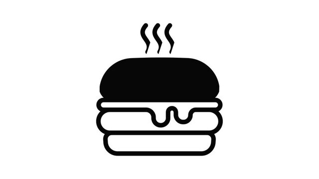 Hot burger icon animation outline best object on white background