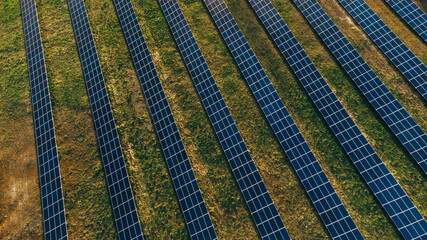 Solar panels in aerial view