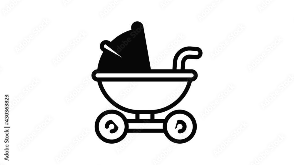 Poster pram icon animation outline best object on white background