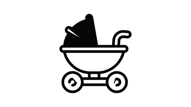 Pram icon animation outline best object on white background