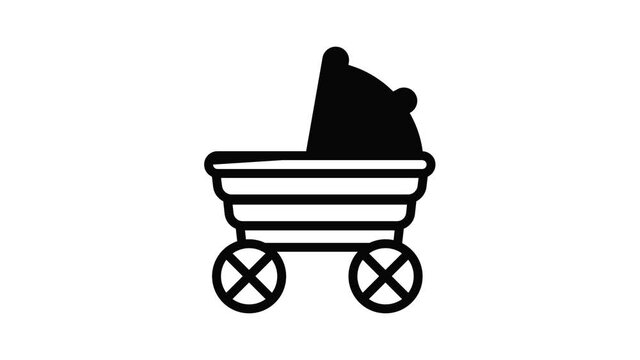 Baby buggy icon animation outline best object on white background