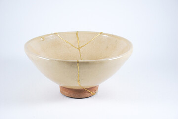 Beige beautiful kintsugi bowl, kintsugi the beauty of imperfection 