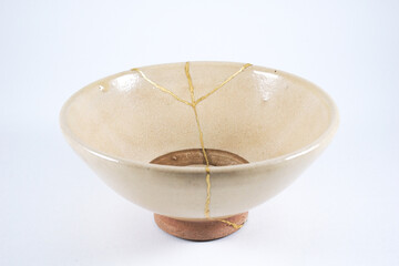Beige beautiful kintsugi bowl, kintsugi the beauty of imperfection 