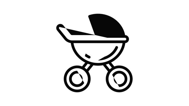 Newborn pram icon animation outline best object on white background