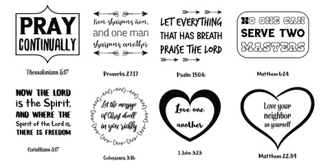 Set of Bible verses. Christian Quotes and Scripture sayings 
