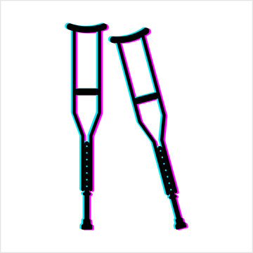 recommend clip art: Crutches Glitch Icon, Disabled Person Mobility Aid