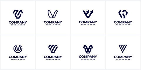 abstract logo Set of creative company logo design ideas Letter v Monogram