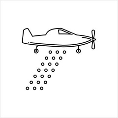 Crop Duster Icon, Aircraft Spray Pesticides Fertilizer On Crop