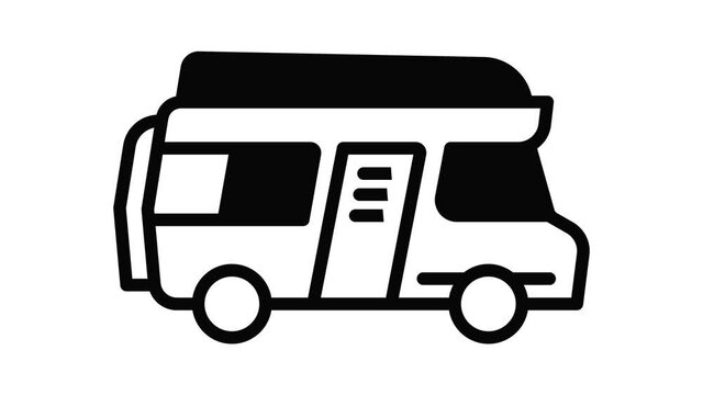 Motorhome icon animation outline best object on white background