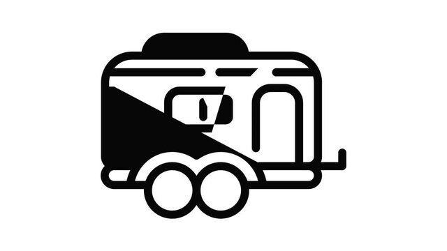 Travel trailer icon animation outline best object on white background
