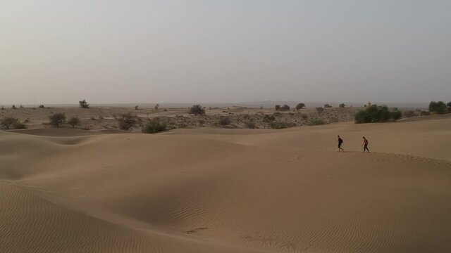 Thar Desert with People Walking