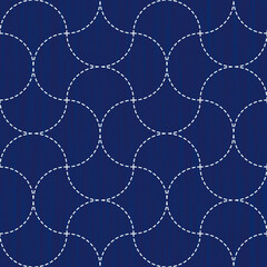 Sashiko pattern. Vector seamless embroidery Japanese traditional art.