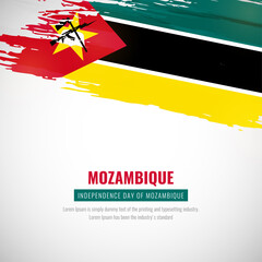 Happy independence day of Mozambique with brush style watercolor country flag background