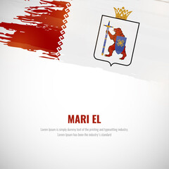Happy national day of Mari El with brush style watercolor country flag background