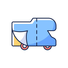 RV covers RGB color icon. Roadtrip gear. Trailer service. Campground for vans. Nomadic lifestyle. Camping trip necessities for traveler. Summer vacation. Isolated vector illustration