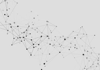 Grey graphic background dots with connections for your design. Vector illustration