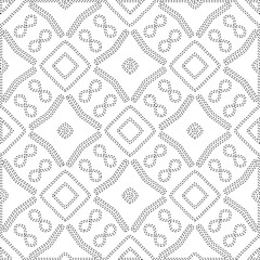  Geometric vector pattern with triangular elements. Seamless abstract ornament for wallpapers and backgrounds. Black and white colors.