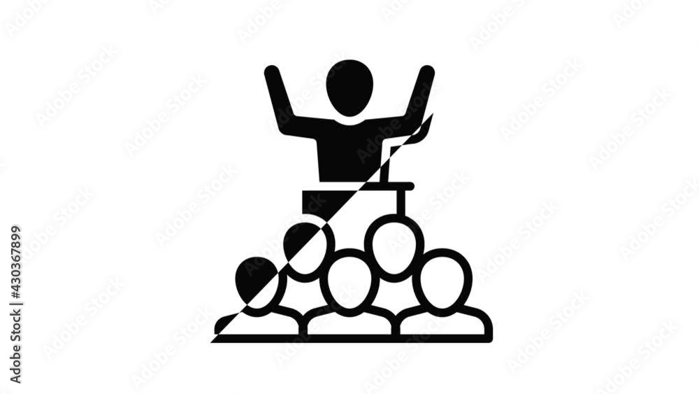 Poster teamwork speaker icon animation outline best object on white background