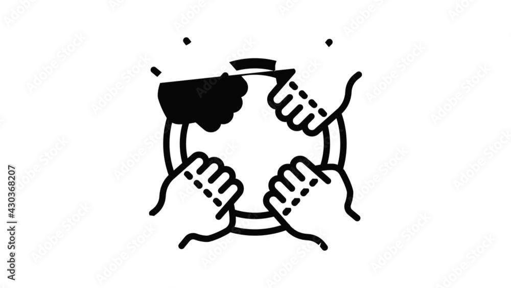 Poster hand circle connect icon animation outline best object on white background