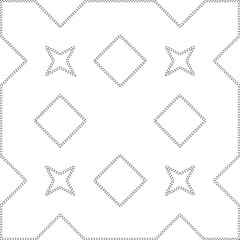  Geometric vector pattern with triangular elements. Seamless abstract ornament for wallpapers and backgrounds. Black and white colors.